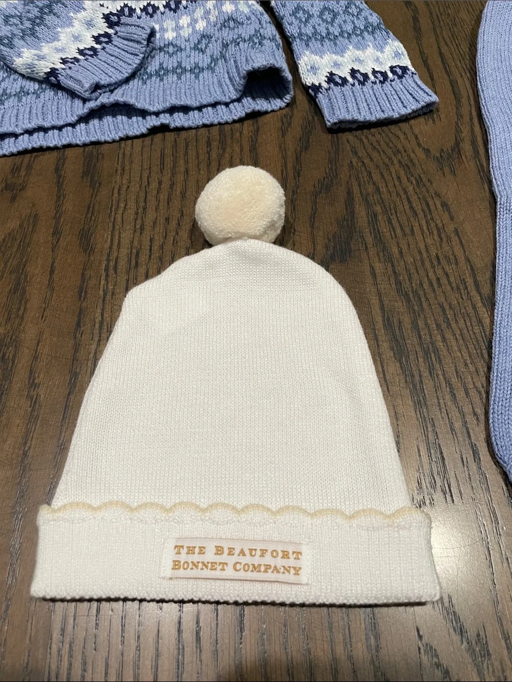 Mi Lucero Blue Fair Isle Knit Sweater & Pants Set with TBBC hat